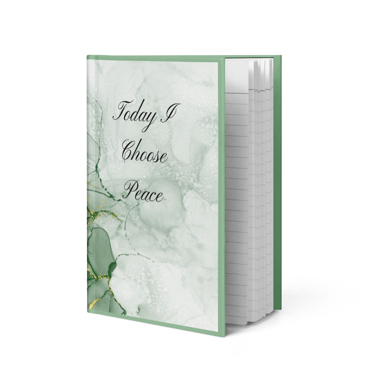 Spirit Wear Christian journal hardcover with green marble cover reading Today I Choose Peace and lined pages