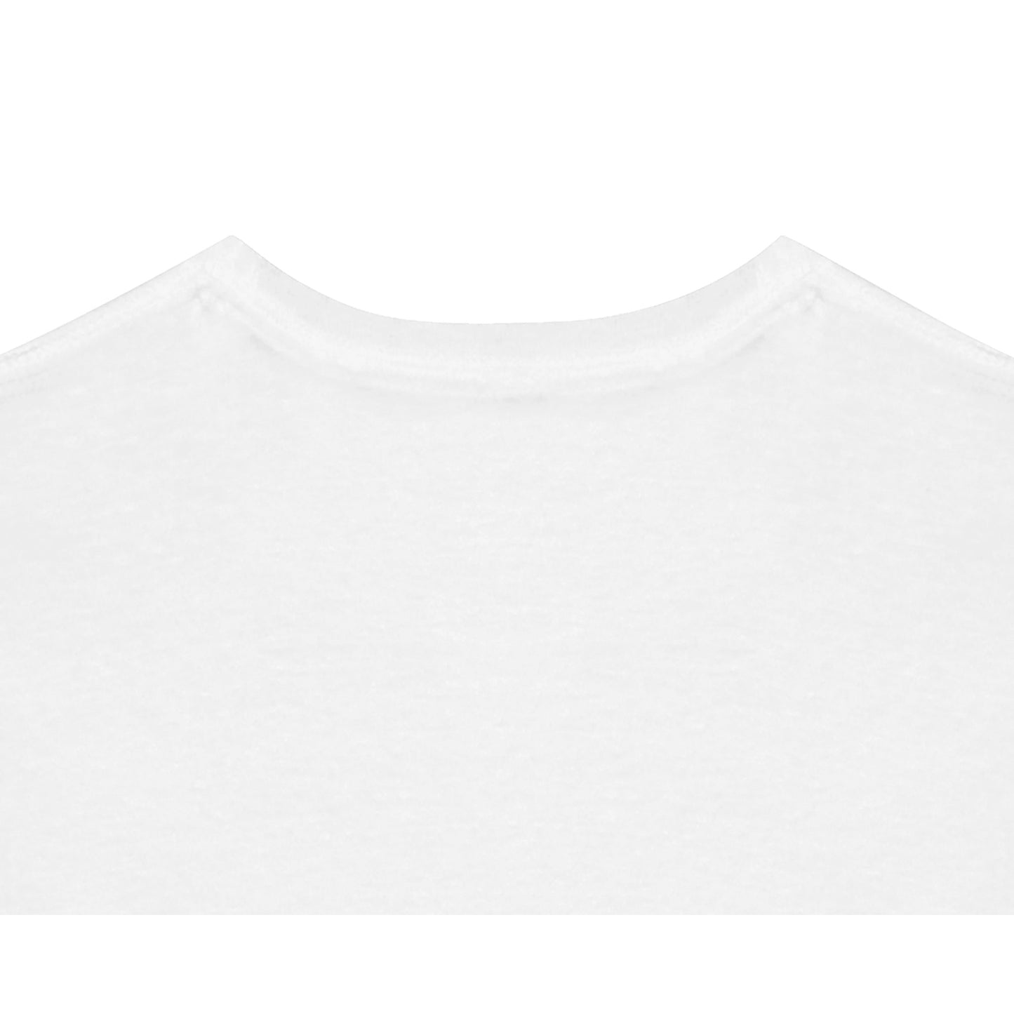 Spirit Wear white t shirt back neckline close up print material for Christian inspirational apparel and events