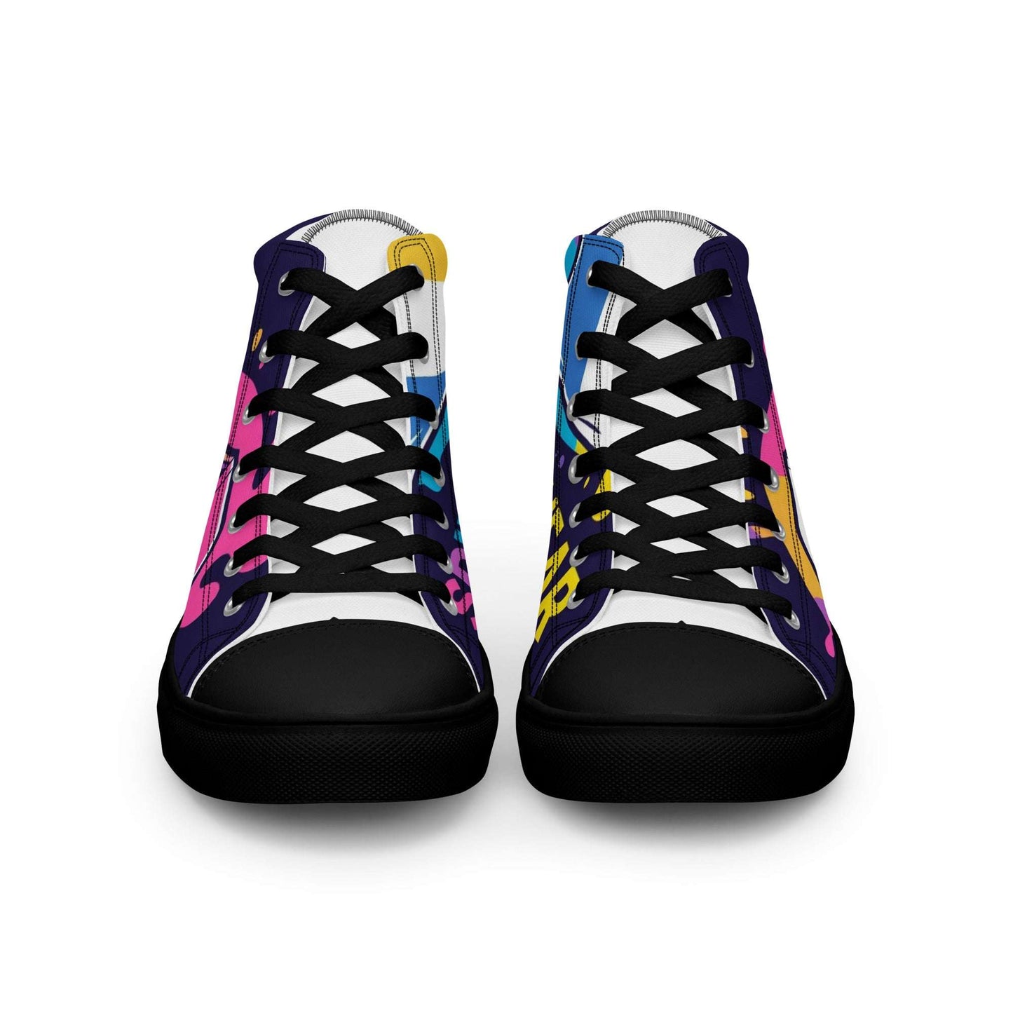 Spirit Wear women's Christian high top sneakers with colorful bold design and black laces
