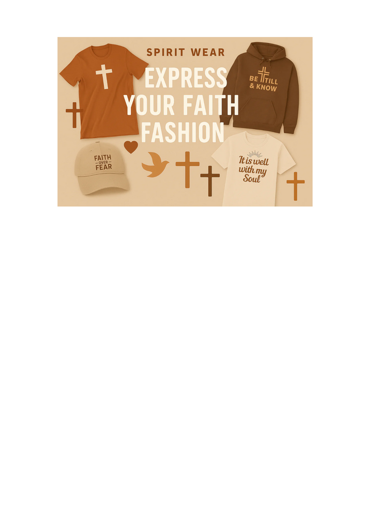 Spirit Wear Collection to express your faith fashion with t-shirts, hoodies, and hats featuring uplifting designs