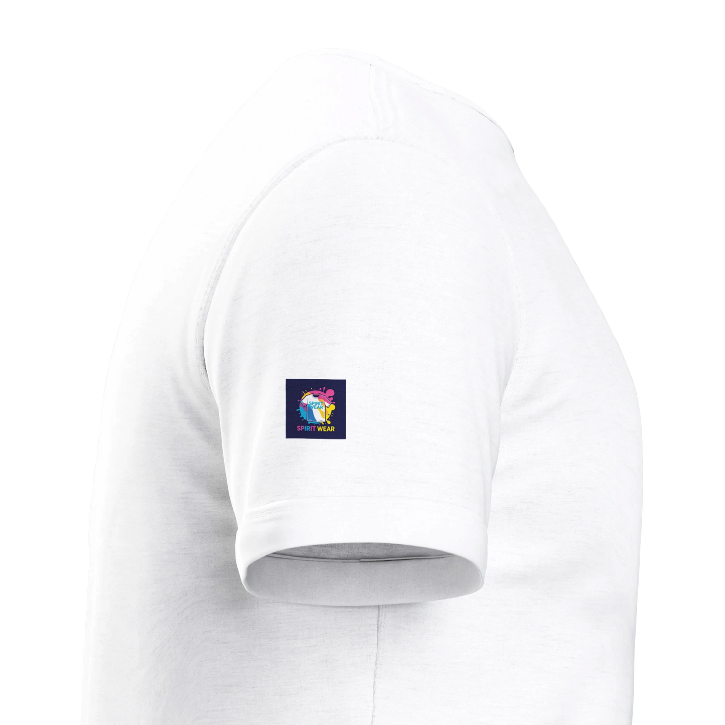 White Christian graphic t-shirt with Spirit Wear logo on the sleeve