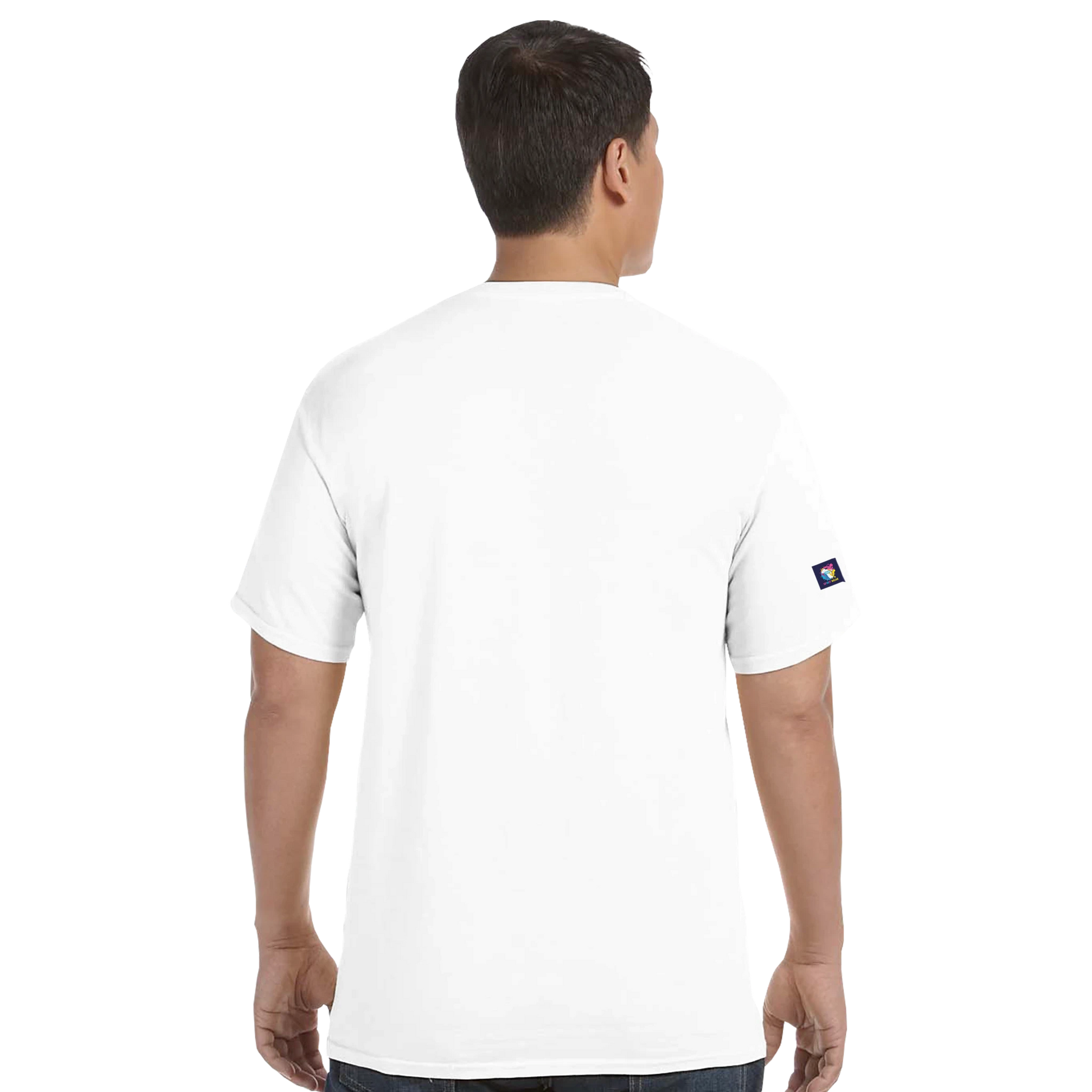 Back view of a white Christian graphic t-shirt from Spirit Wear with a classic fit