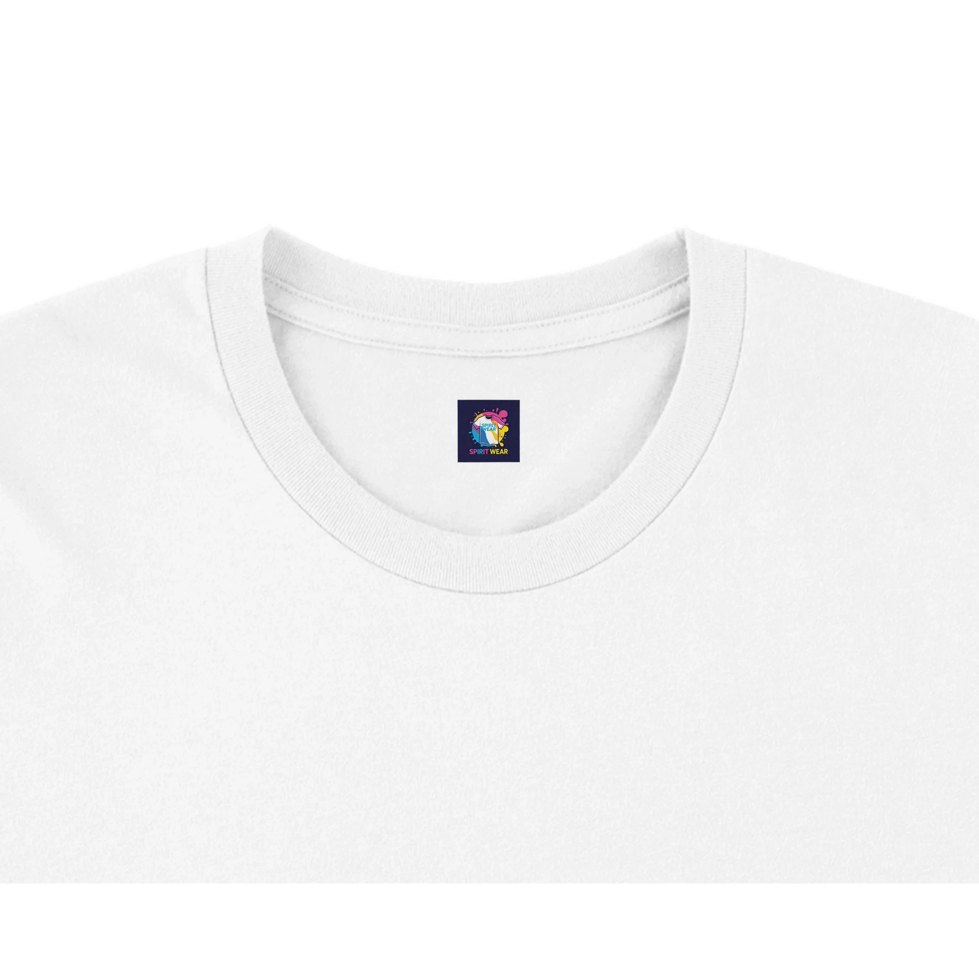 Plain white Christian graphic t-shirt featuring a classic crew neckline for casual wear