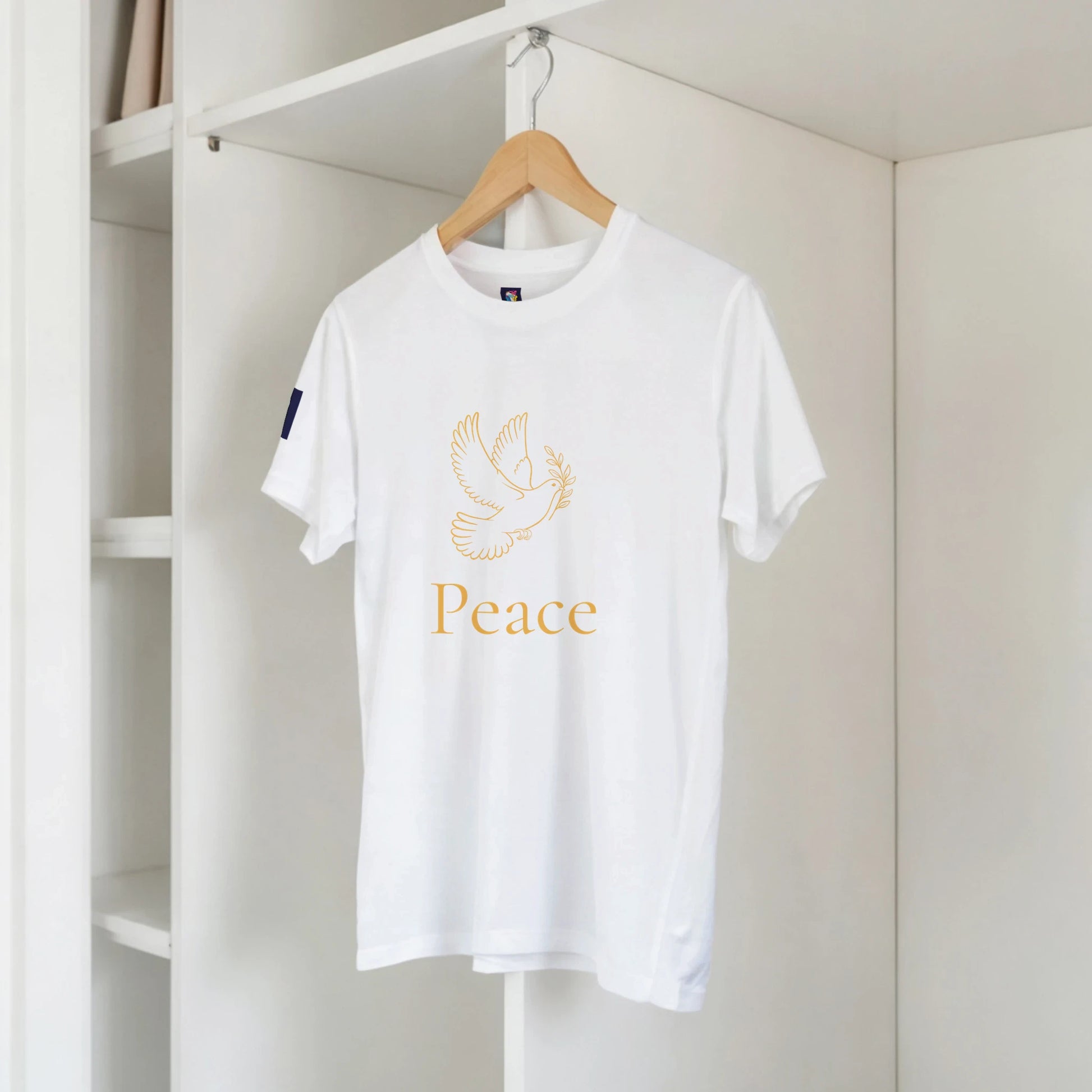 White Christian peace t-shirt featuring a dove and peace design for spiritual comfort
