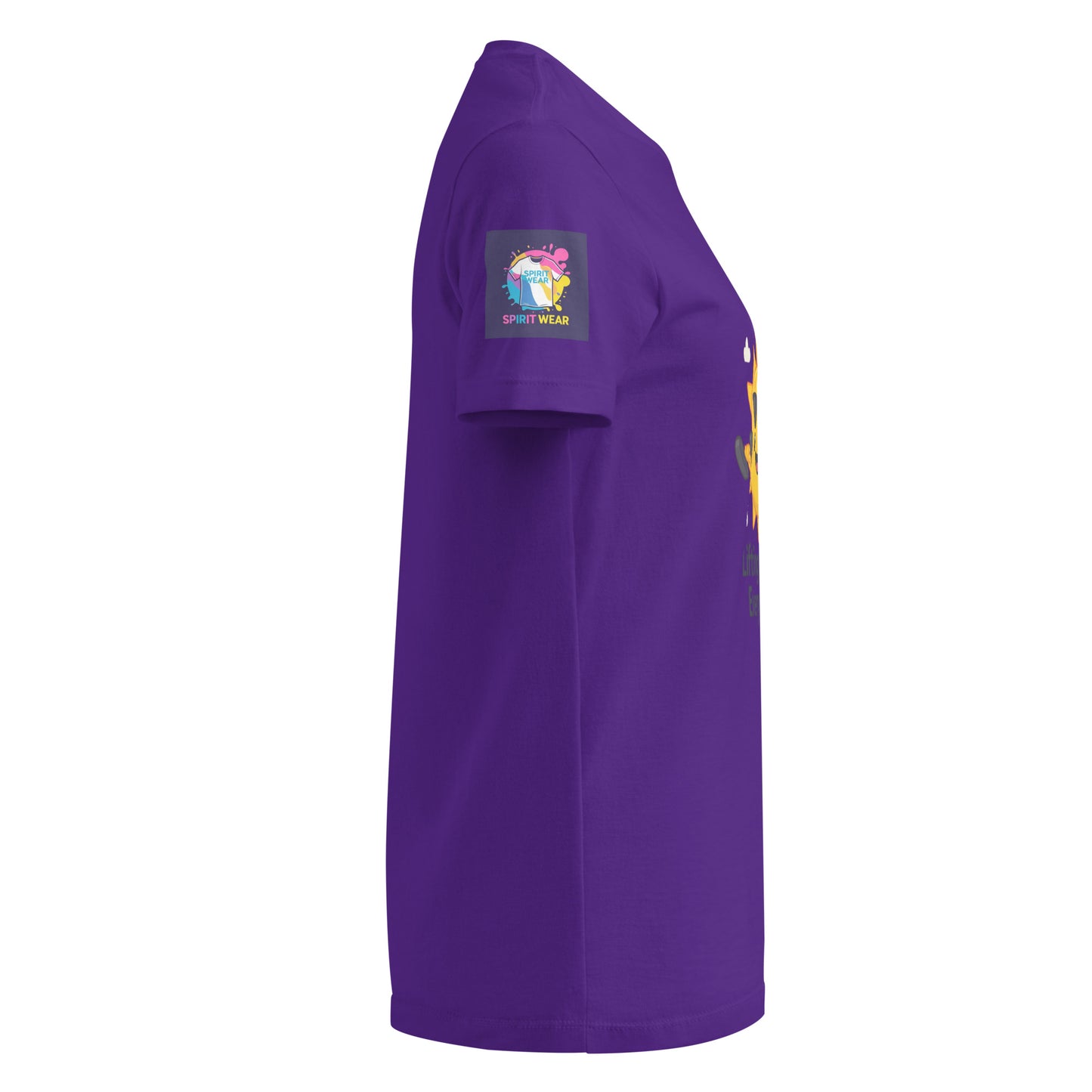 Purple comfortable women's spiritual shirt with short sleeves and spiritual design on front
