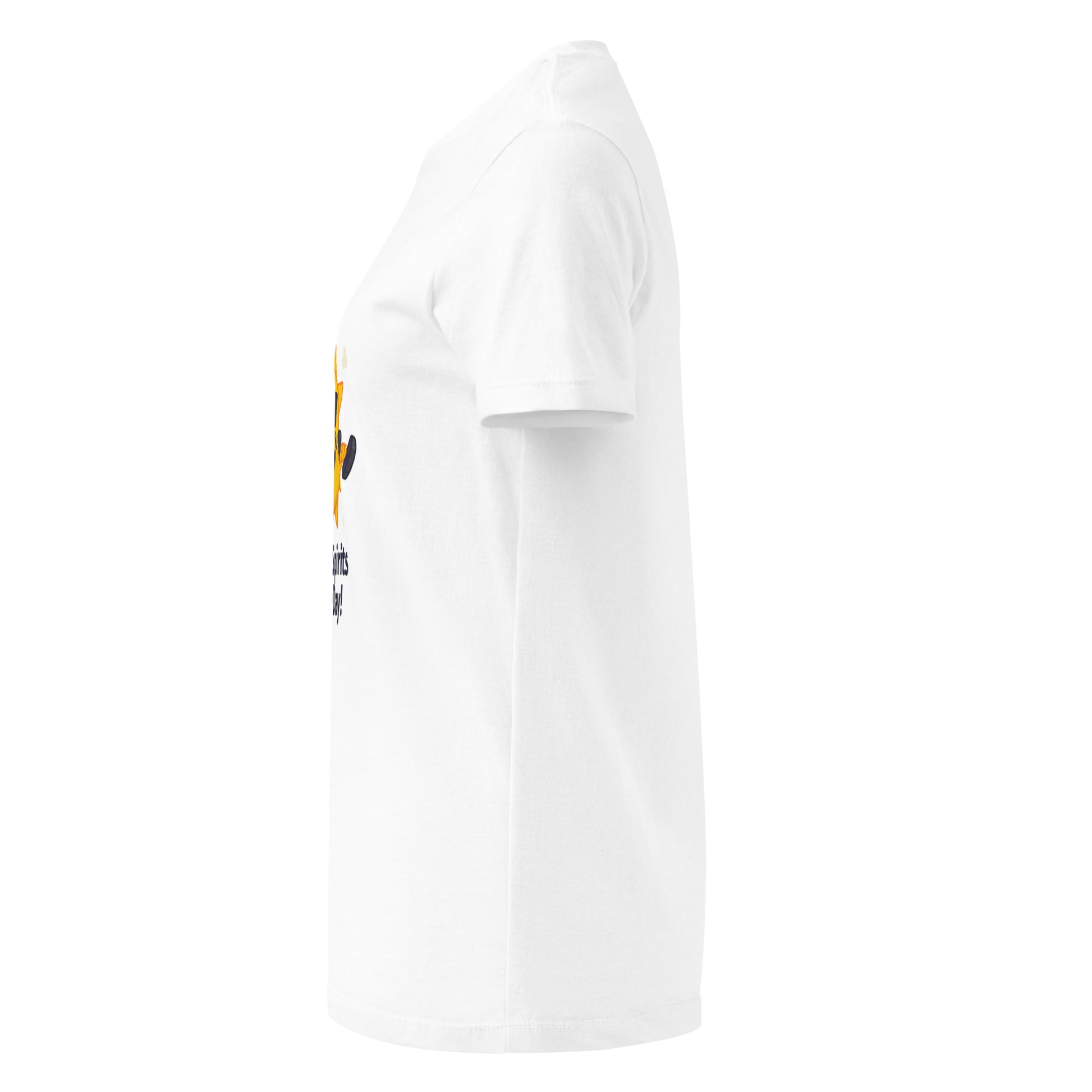 Side view of a comfortable women's spiritual shirt in white cotton with short sleeves