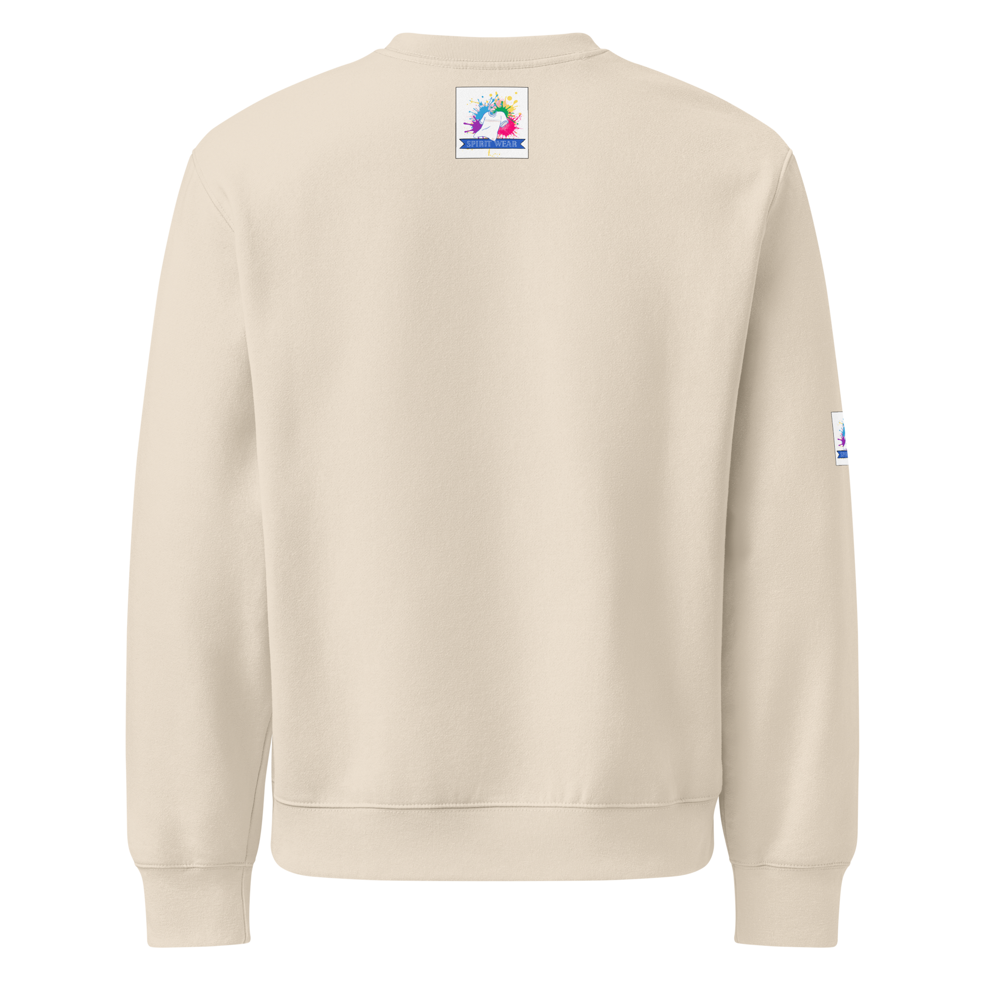 Cream back view oversized anchor heavyweight Christian sweatshirt with small multicolor Spirit Wear logo tag