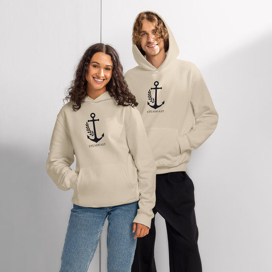 Spirit Wear beige oversized religious hoodie for adults with black anchor steadfast graphic