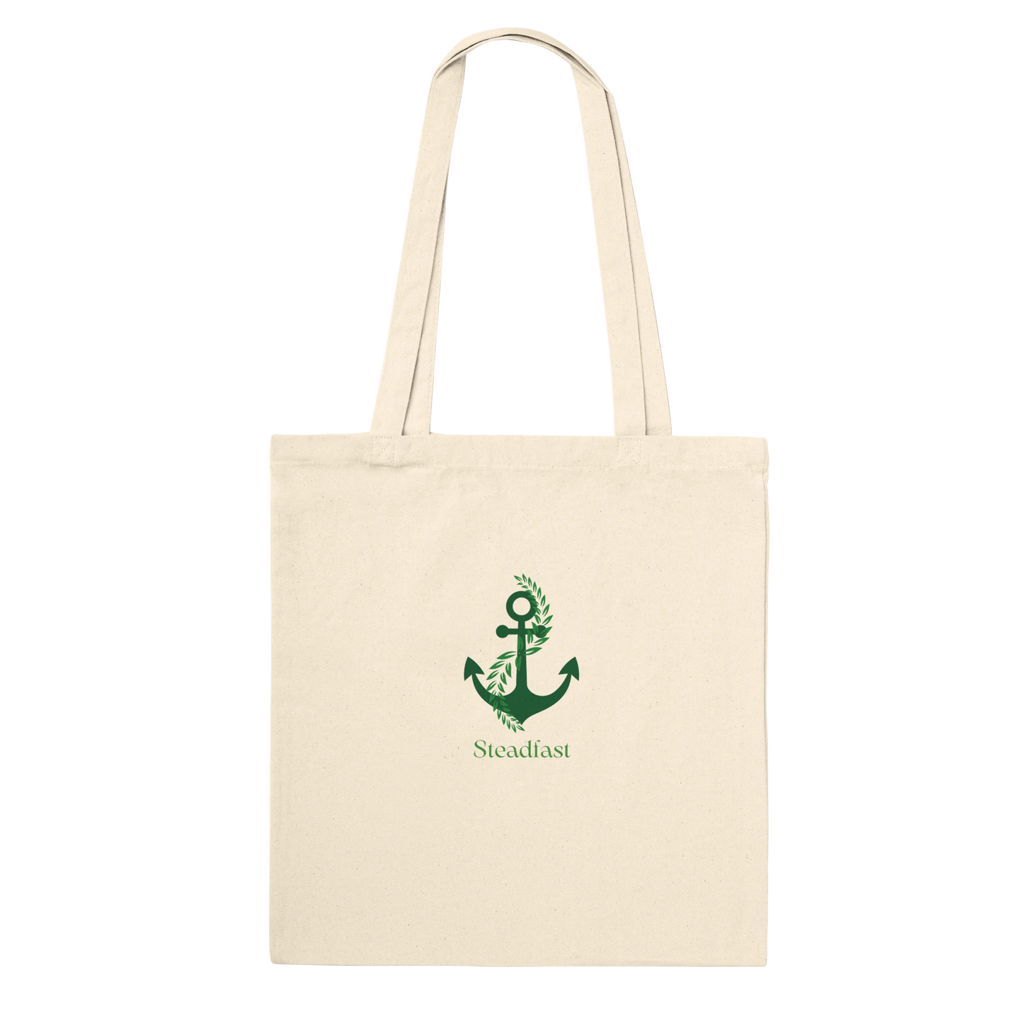 Spirit Wear canvas tote bag with long handles green anchor Steadfast print peace pack collection tote