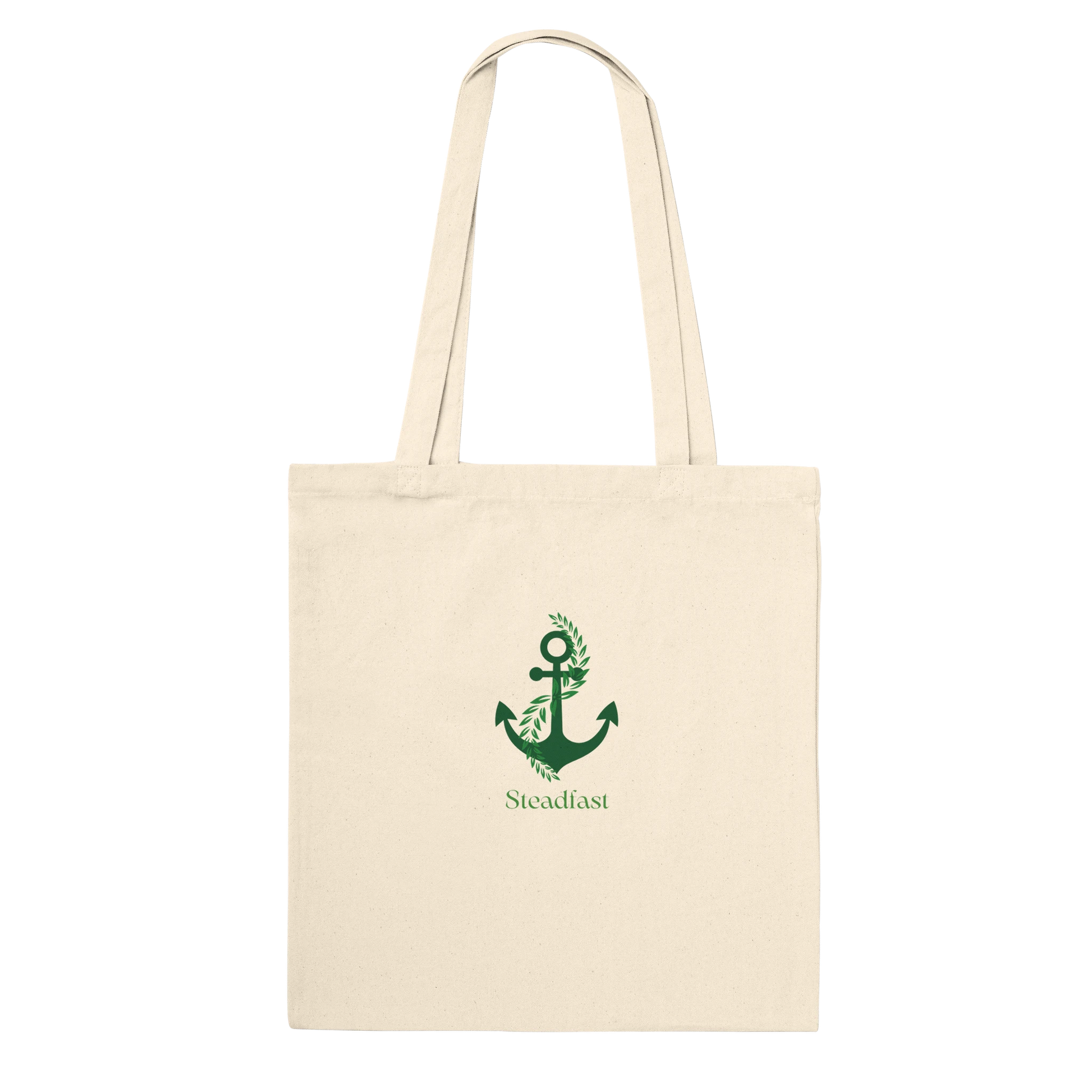 Spirit Wear canvas tote bag with long handles green anchor Steadfast print peace pack collection tote